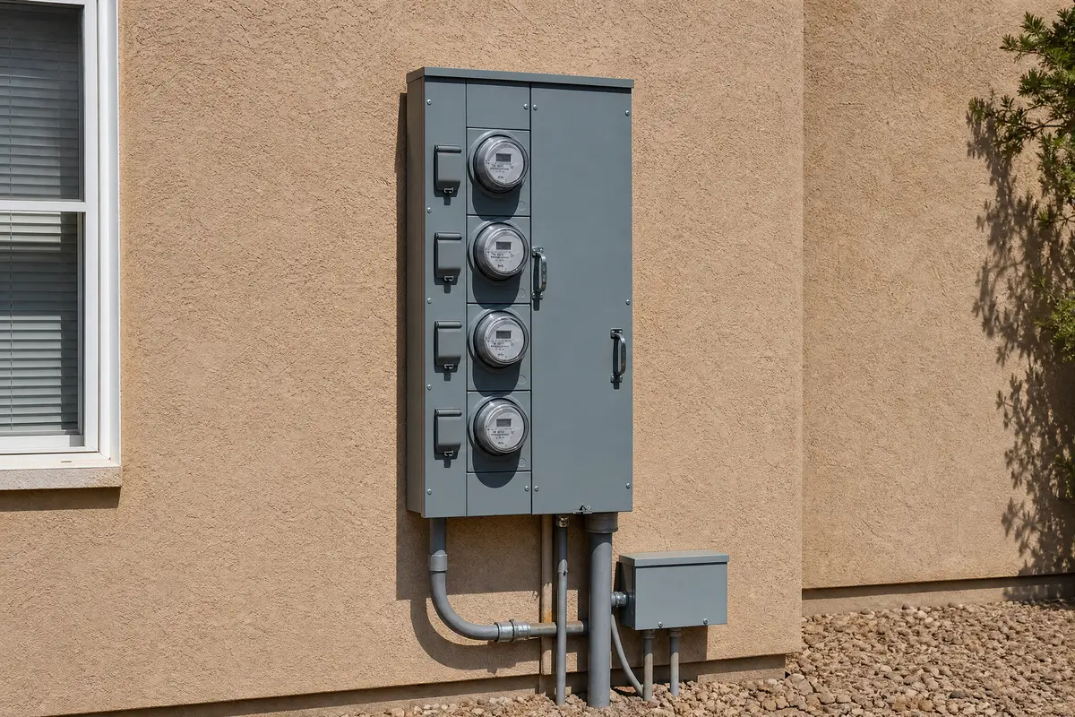 Commercial meter bank installed by Add On Electric in New Mexico